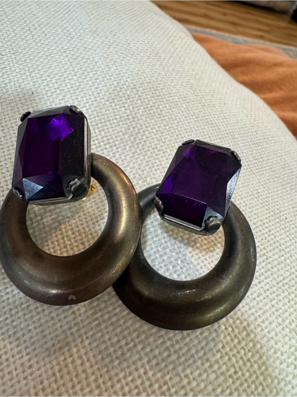 Purple Crystal Hoop Drop Earrings - Women's Fashion Jewelry